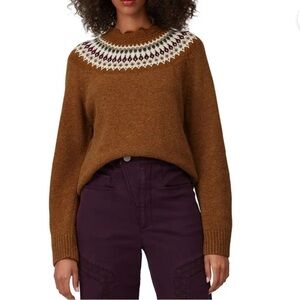 Sea New York Brown Fair Isle Yoke Sweater